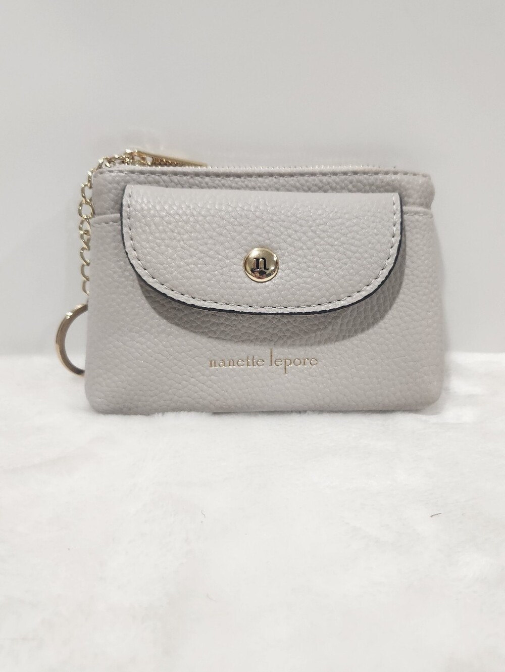 Nanette Lepore Gray Pebbled Leather Coin Purse Bag Charm